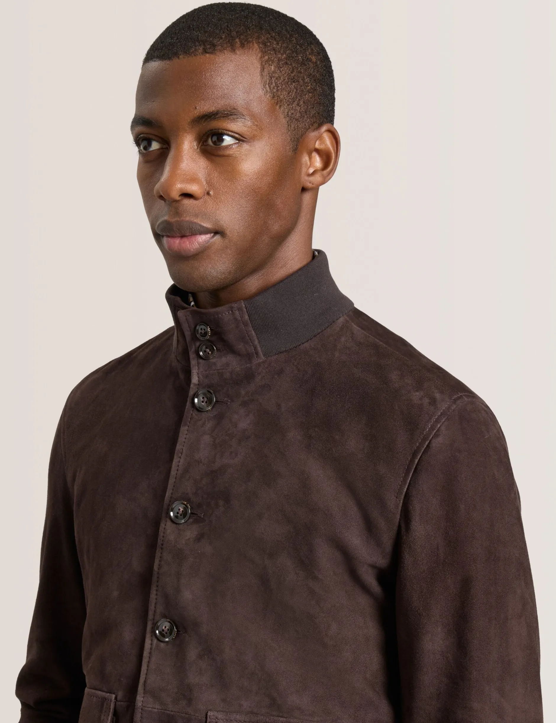 Suede Button Front Jacket