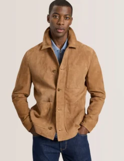 Suede 3-Pocket Button Front Jacket
