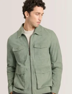 Suede Zip-Through Utility Jacket