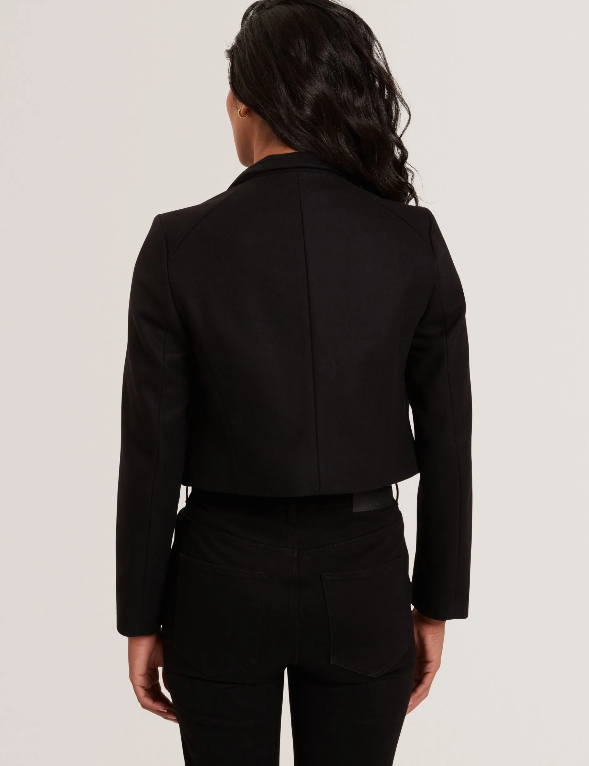 Tailored Cropped Wool Wrap Jacket