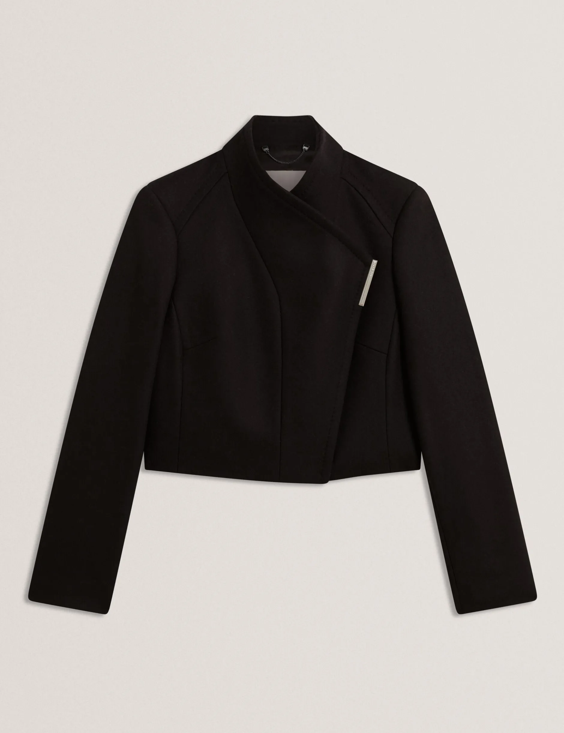 Tailored Cropped Wool Wrap Jacket