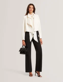 Tailored Cropped Wool Wrap Jacket
