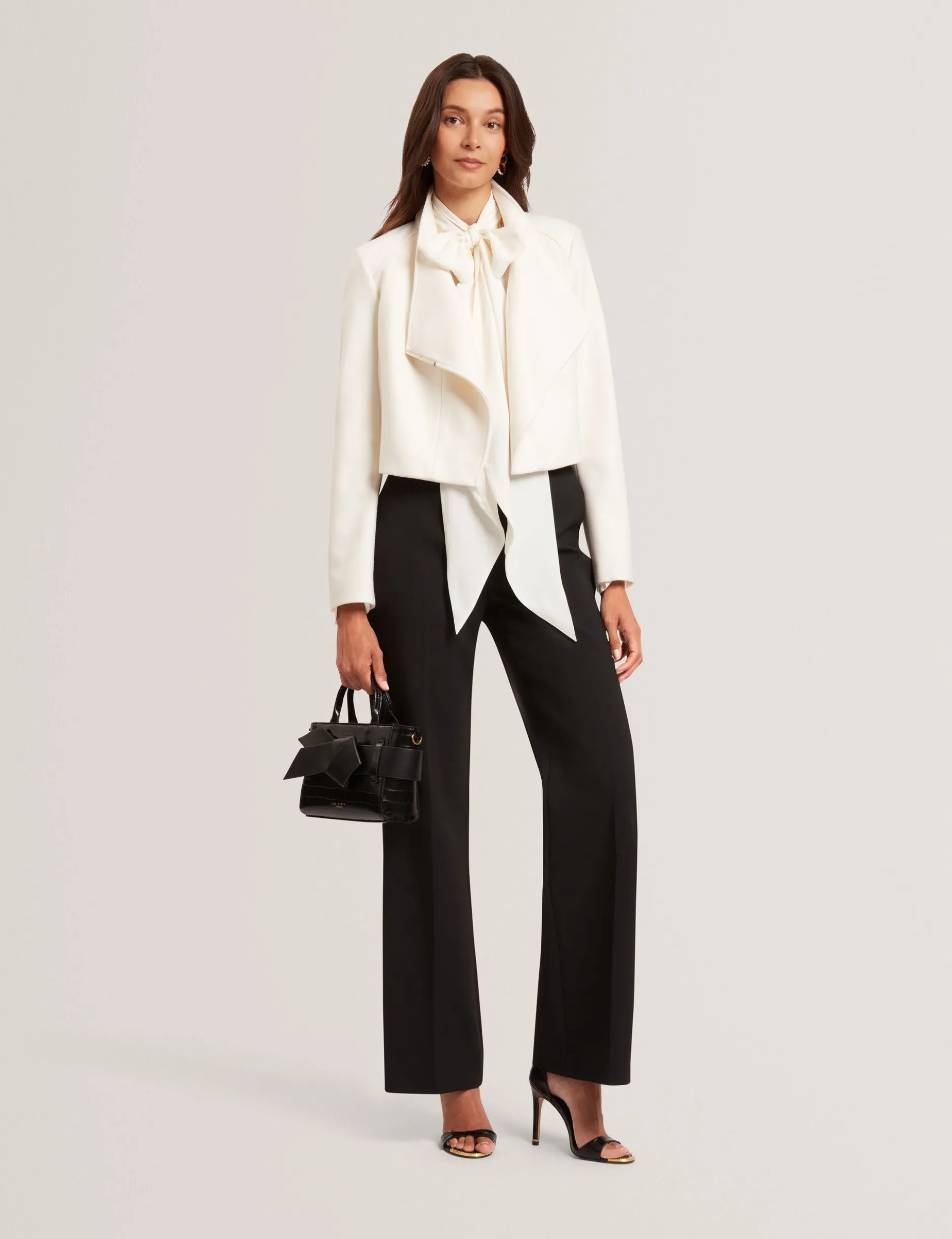 Tailored Cropped Wool Wrap Jacket