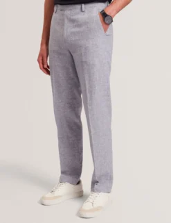 Tailored Linen Blend Slim Fit Pants
