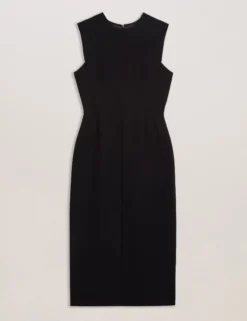 Tailored Sleeveless Midi Dress With Front Split