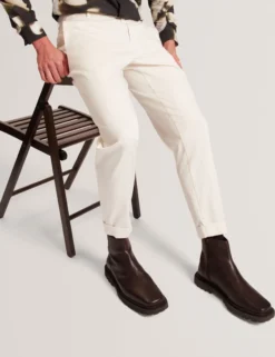 Tapered Cotton Stretch Twill Pants