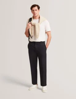 Tapered Leg Cotton Stretch Twill Pants