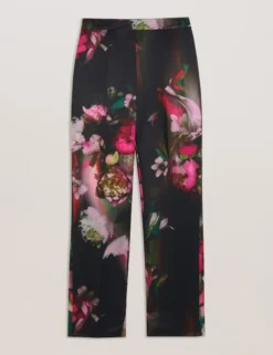 Tapered Leg Floral Print Tailored Trousers