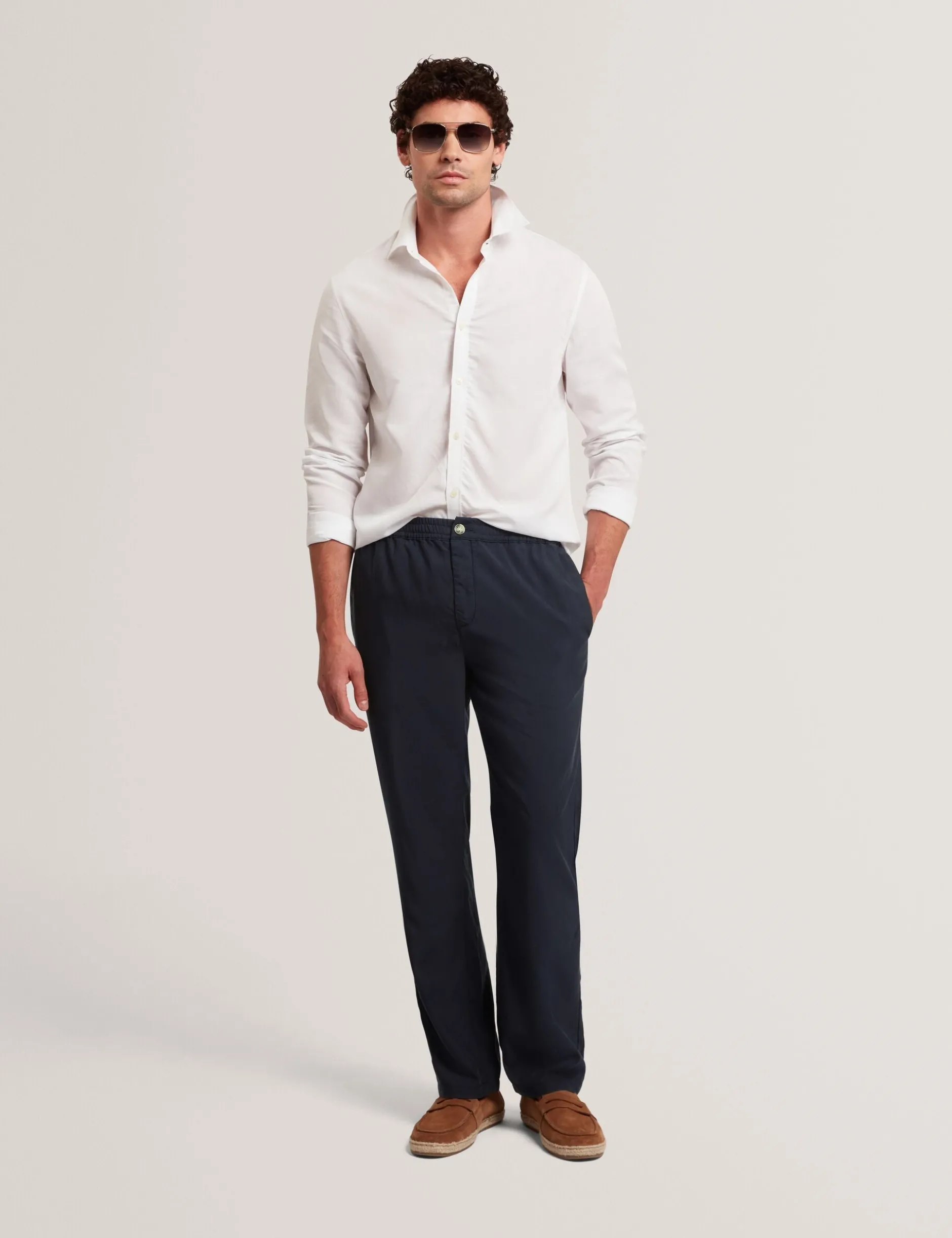 Tapered Leg Woven Pull-On Trousers