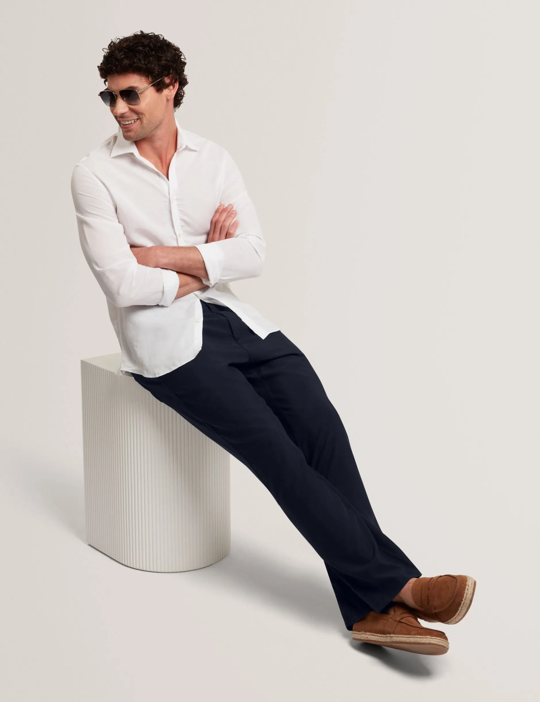 Tapered Leg Woven Pull-On Trousers
