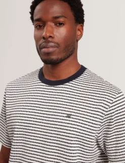 Textural Stripe Crew Neck Cotton T-Shirt