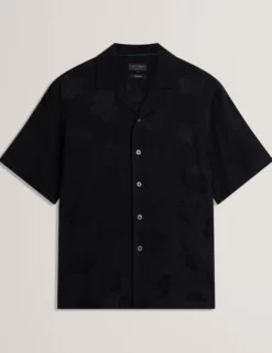 Textured Floral Relaxed Short Sleeve Shirt