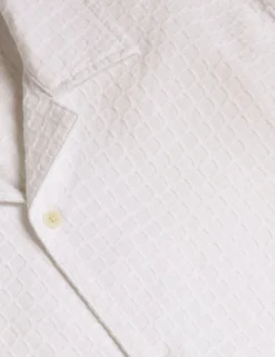 Textured Grid Cotton Short Sleeve Shirt