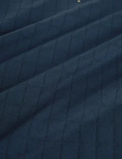 Textured Grid Zip Neck Cotton Polo