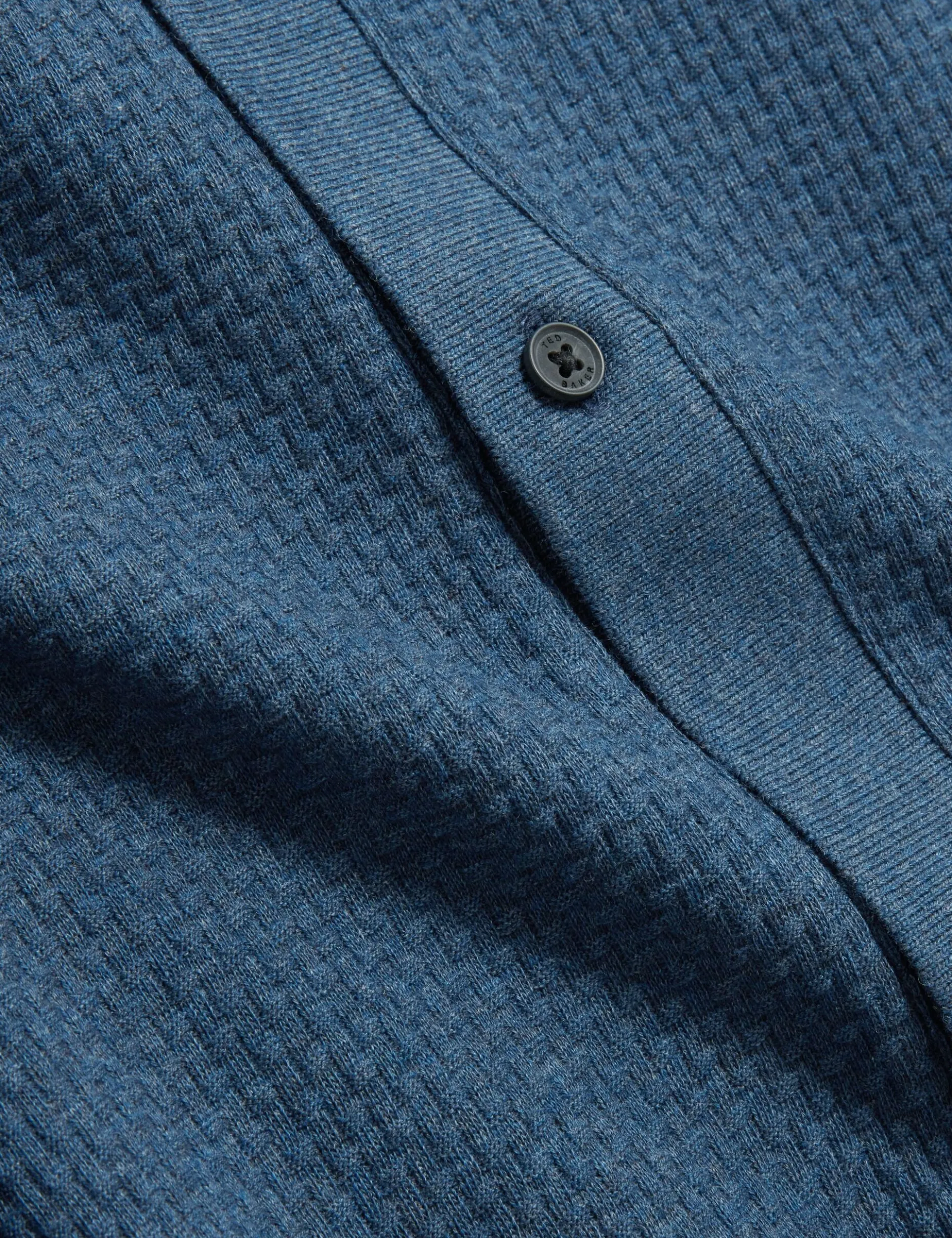 Textured Knit Button-Through Polo Shirt