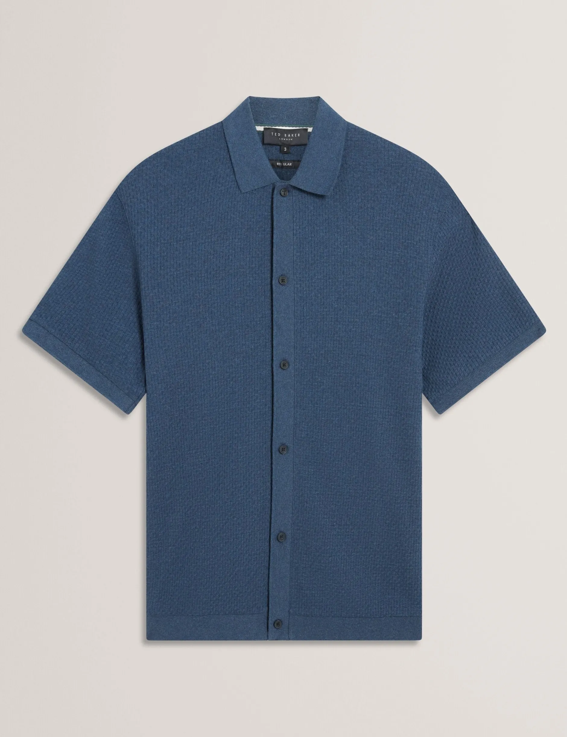 Textured Knit Button-Through Polo Shirt