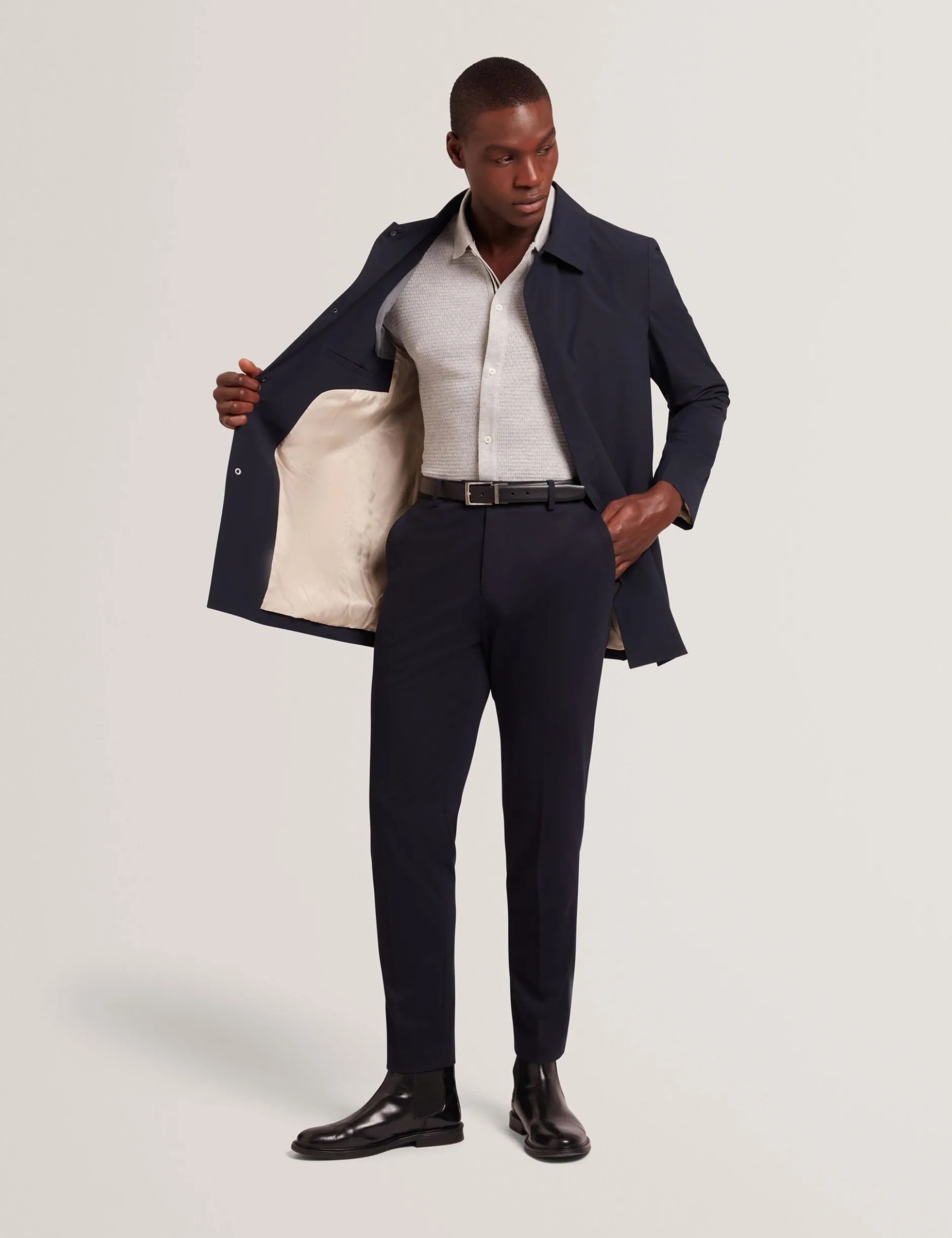 Textured Knit Button-Through Polo Shirt