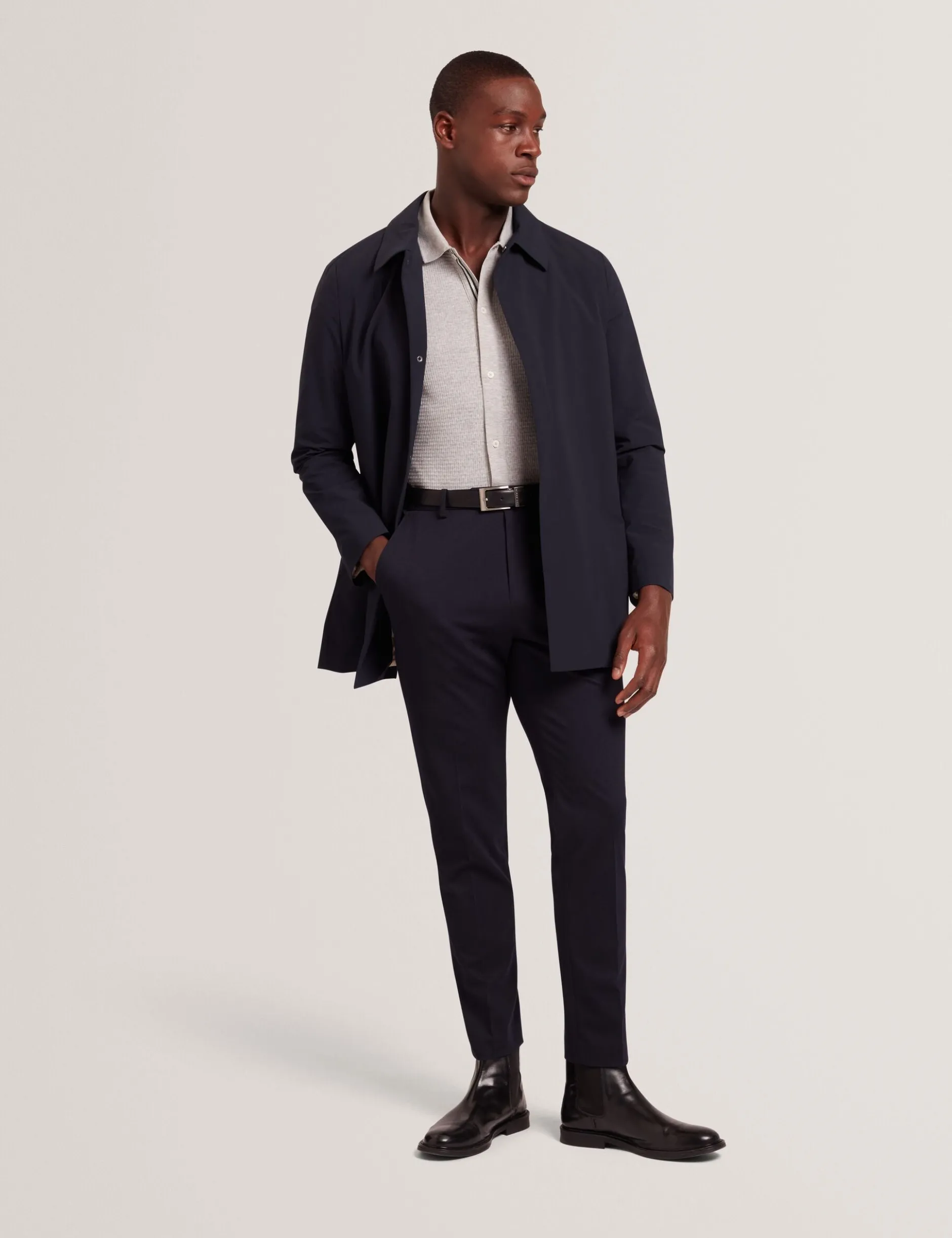 Textured Knit Button-Through Polo Shirt