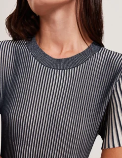 Textured Knit Fluted Short Sleeve Top