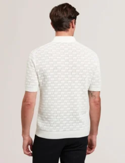 Textured Knit Silk Cotton Polo Shirt