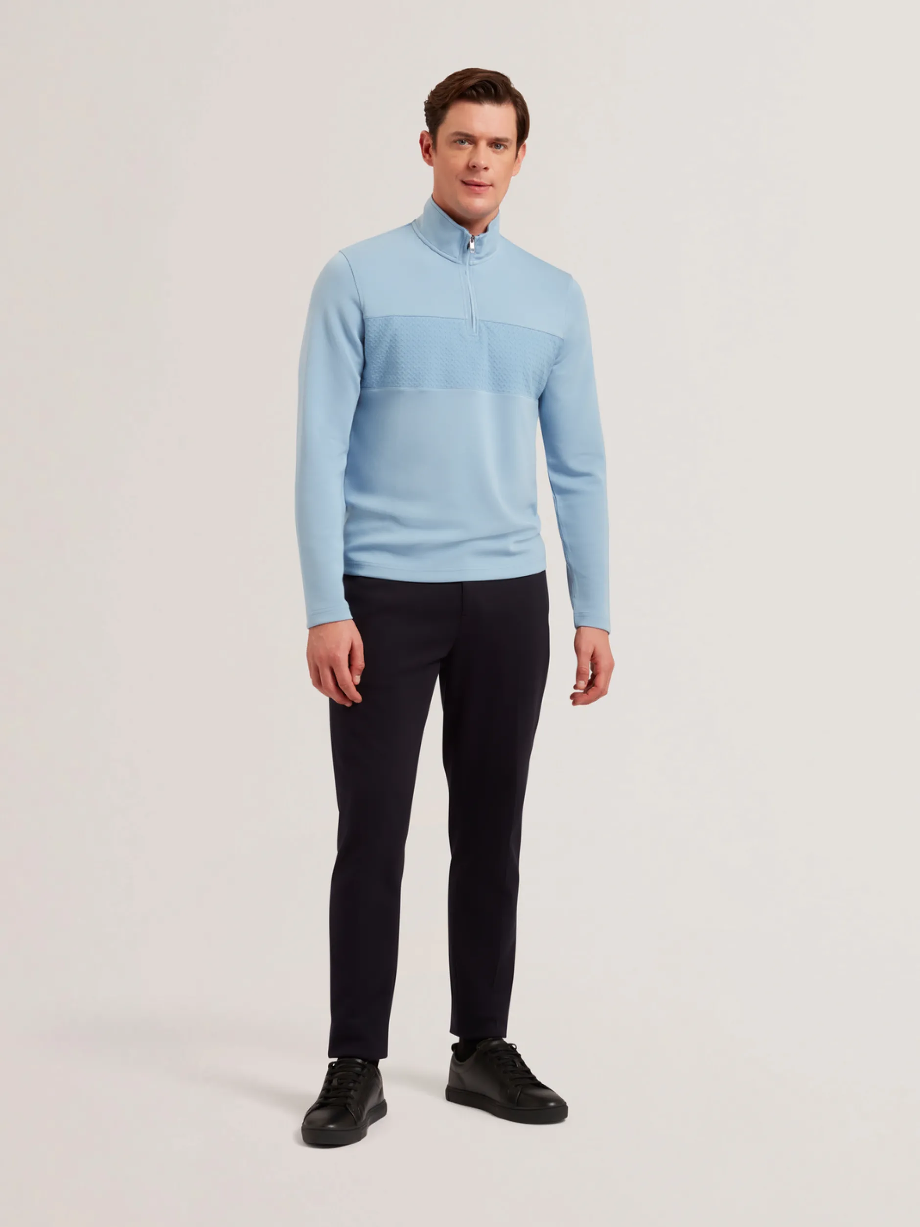 Textured Panel Half-Zip Modal Sweatshirt