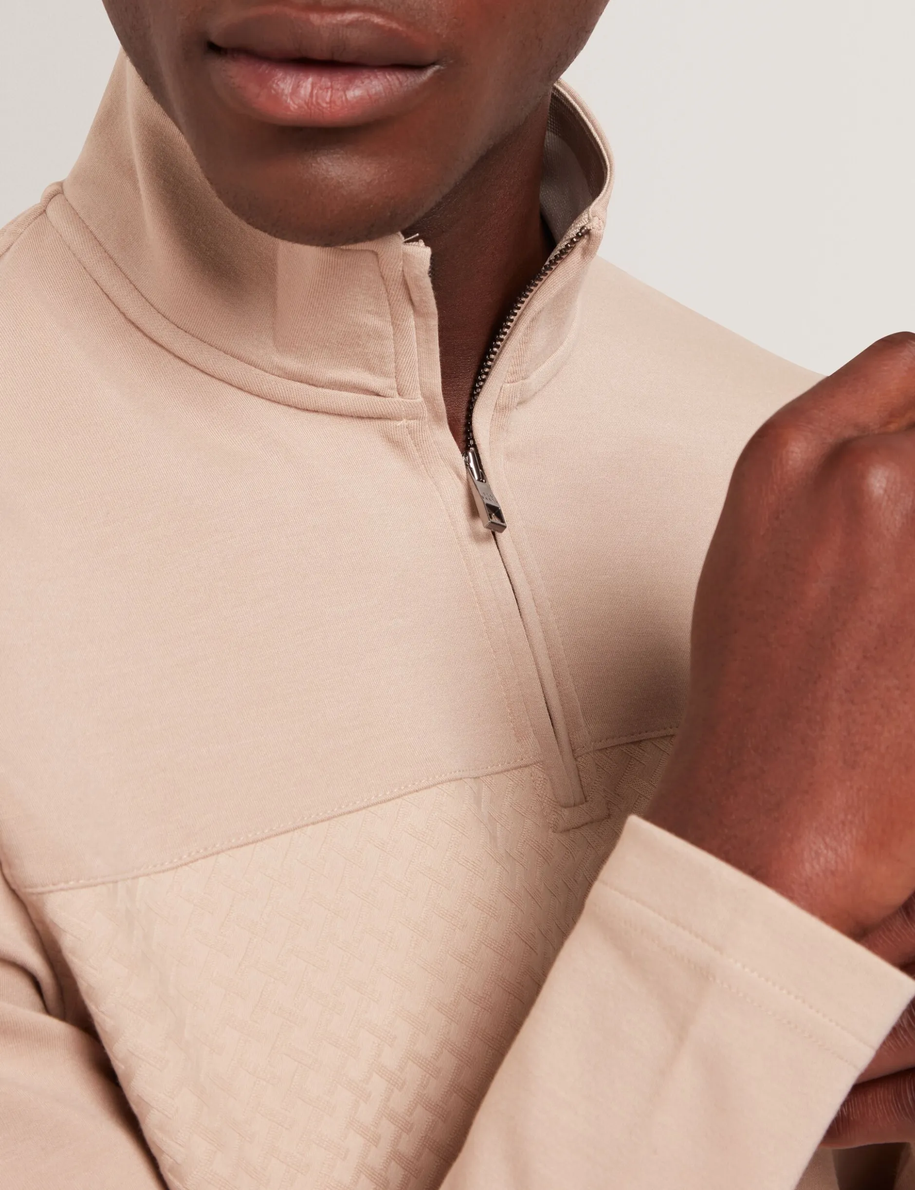 Textured Panel Half-Zip Modal Sweatshirt