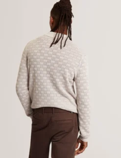 Textured Silk Blend Long Sleeve Polo