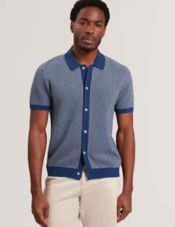Textured Stitch Knitted Button-Through Shirt