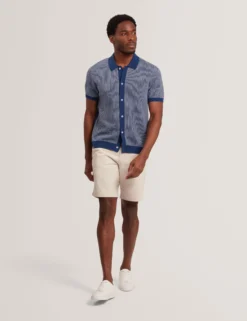 Textured Stitch Knitted Button-Through Shirt