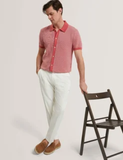 Textured Stitch Knitted Button-Through Shirt
