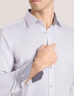 Textured Stretch Cotton Slim Fit Shirt