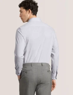Textured Stretch Cotton Slim Fit Shirt