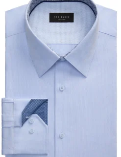 Textured Stretch Cotton Slim Fit Shirt