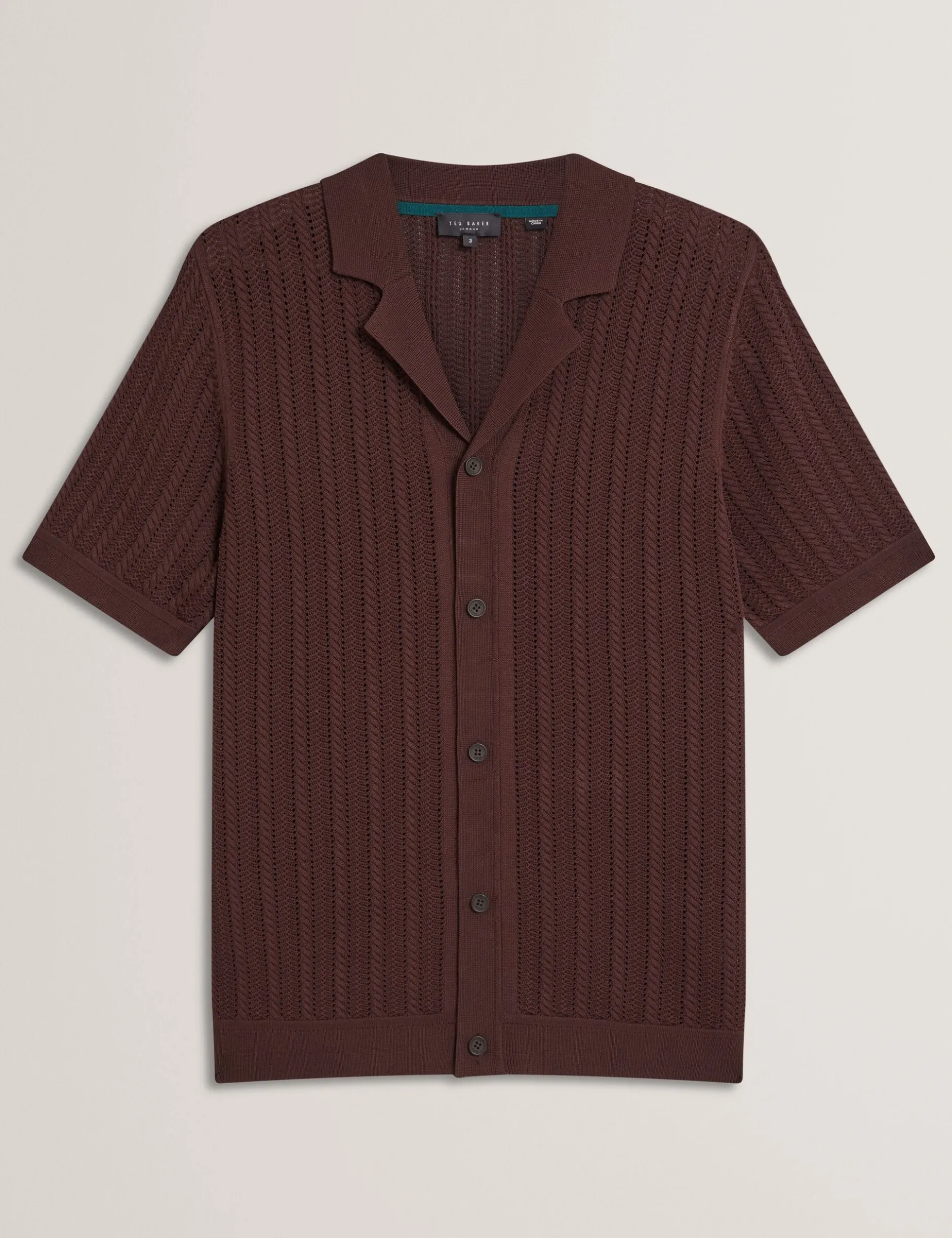 Textured Stripe Knit Short Sleeve Shirt