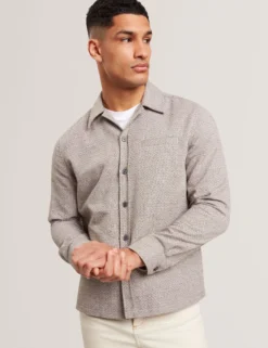 Textured Weave Long Sleeve Overshirt