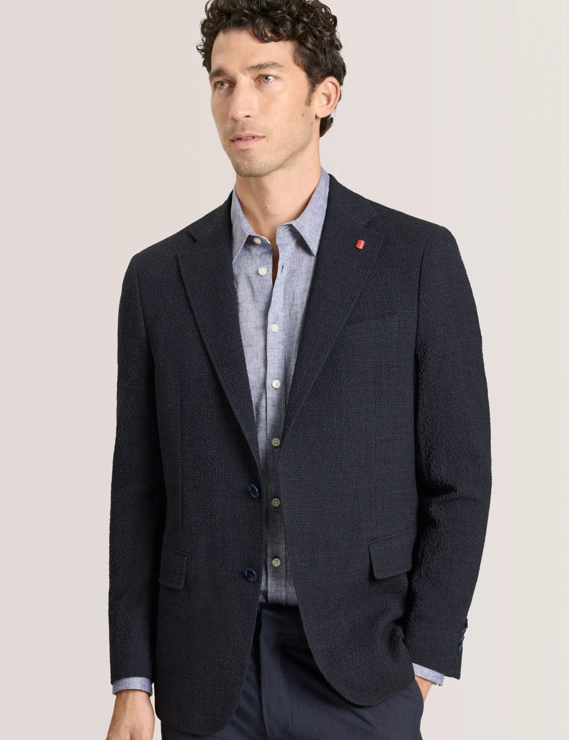 Textured Weave Wool Blend Blazer