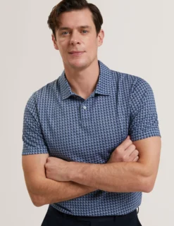 Tile Print Cotton Short Sleeve Shirt