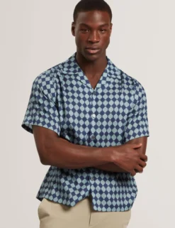 Tile Print Tencel Short Sleeve Shirt