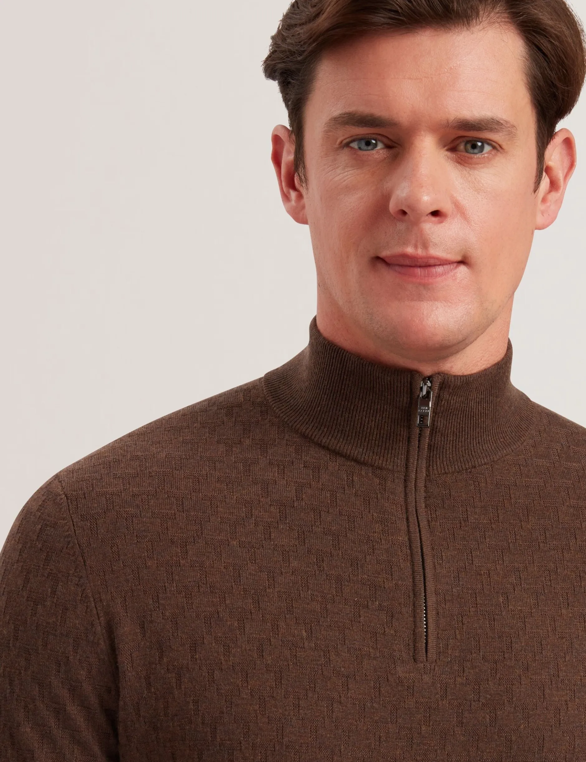 T Knit Half Zip Funnel Neck Jumper