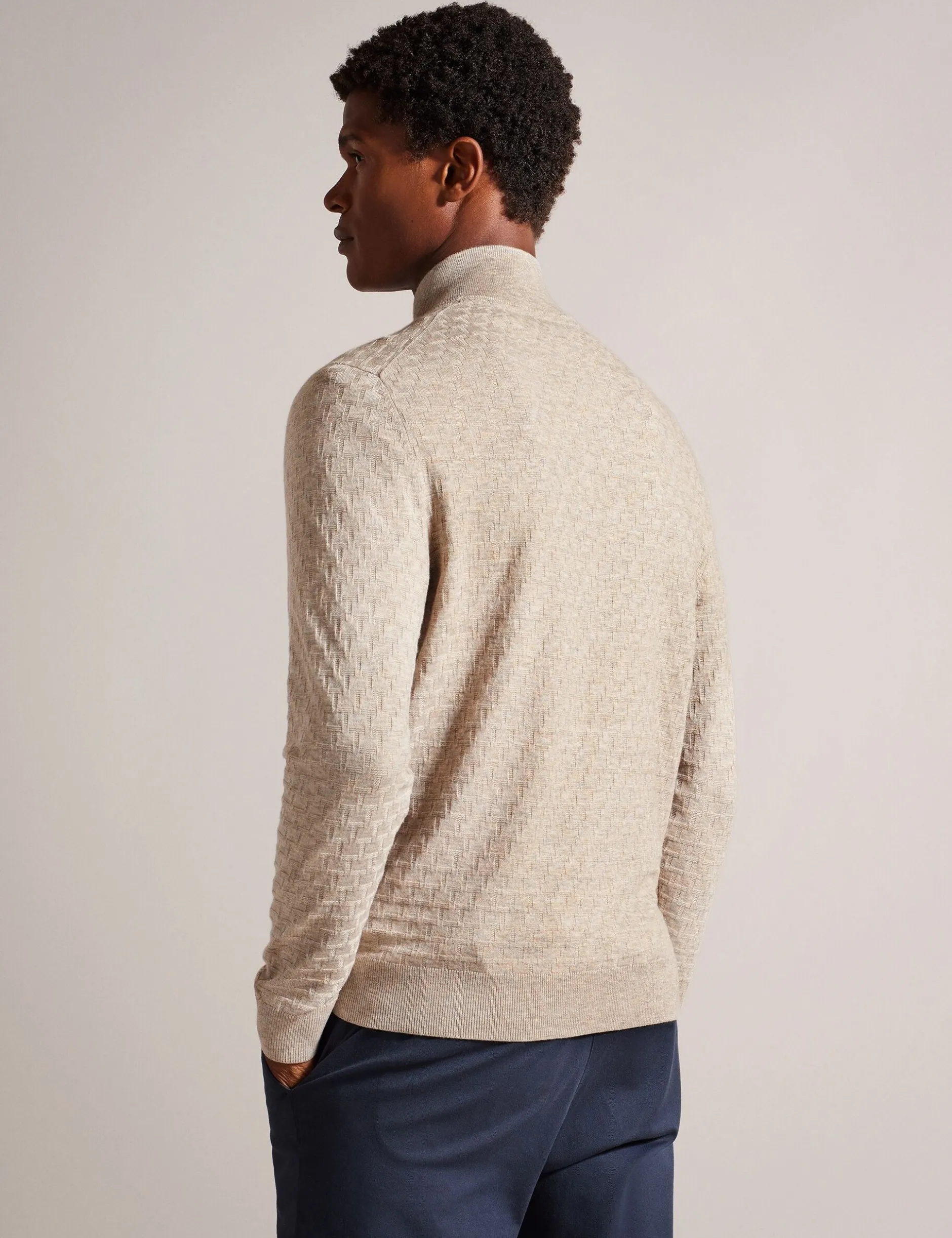 T Knit Half Zip Funnel Neck Jumper