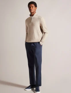 T Knit Half Zip Funnel Neck Jumper