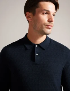 T Knit Long Sleeve Polo Top