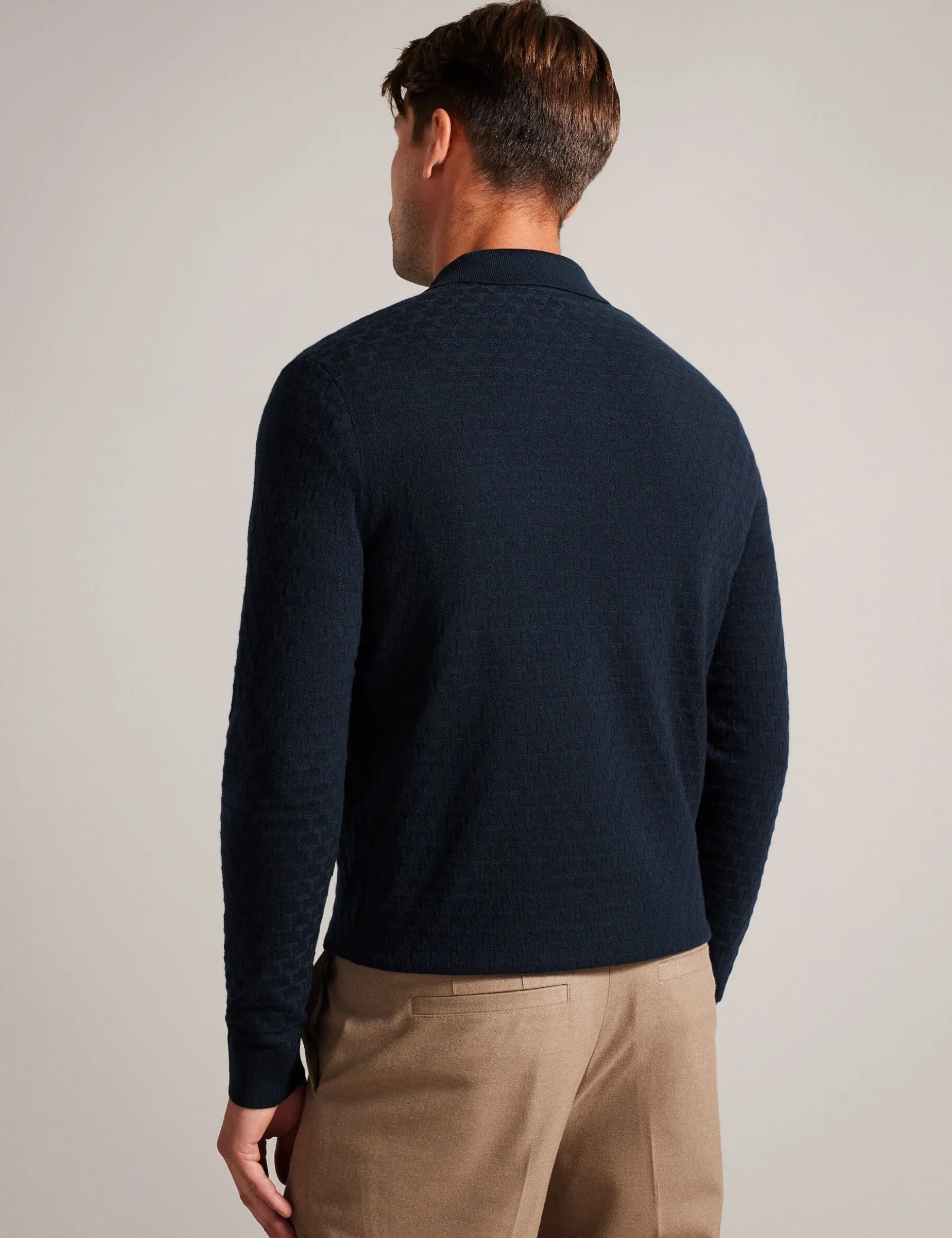T Knit Long Sleeve Polo Top