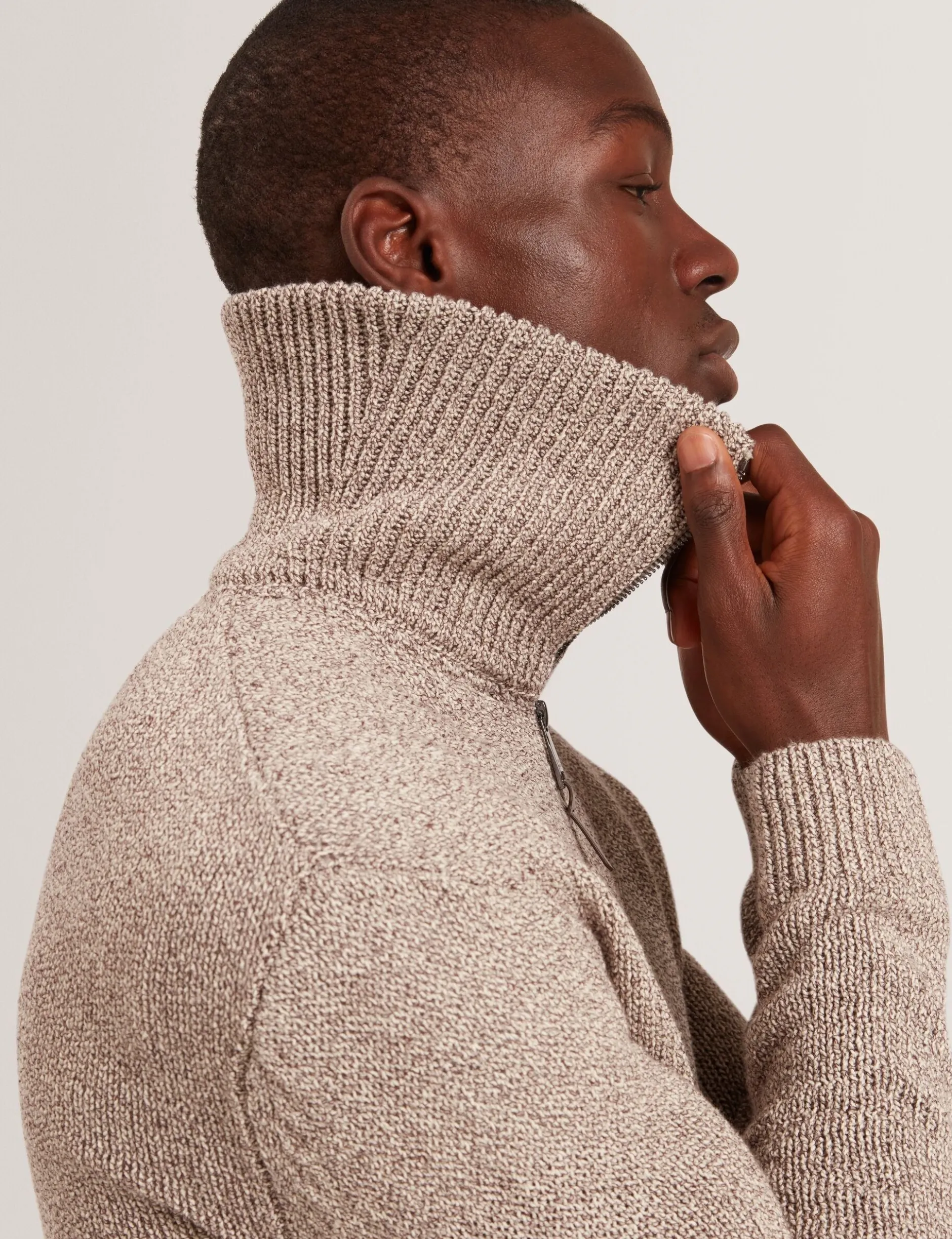 Twisted Yarn Knit Zip-Through Jumper