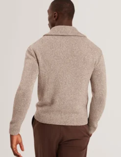 Twisted Yarn Knit Zip-Through Jumper