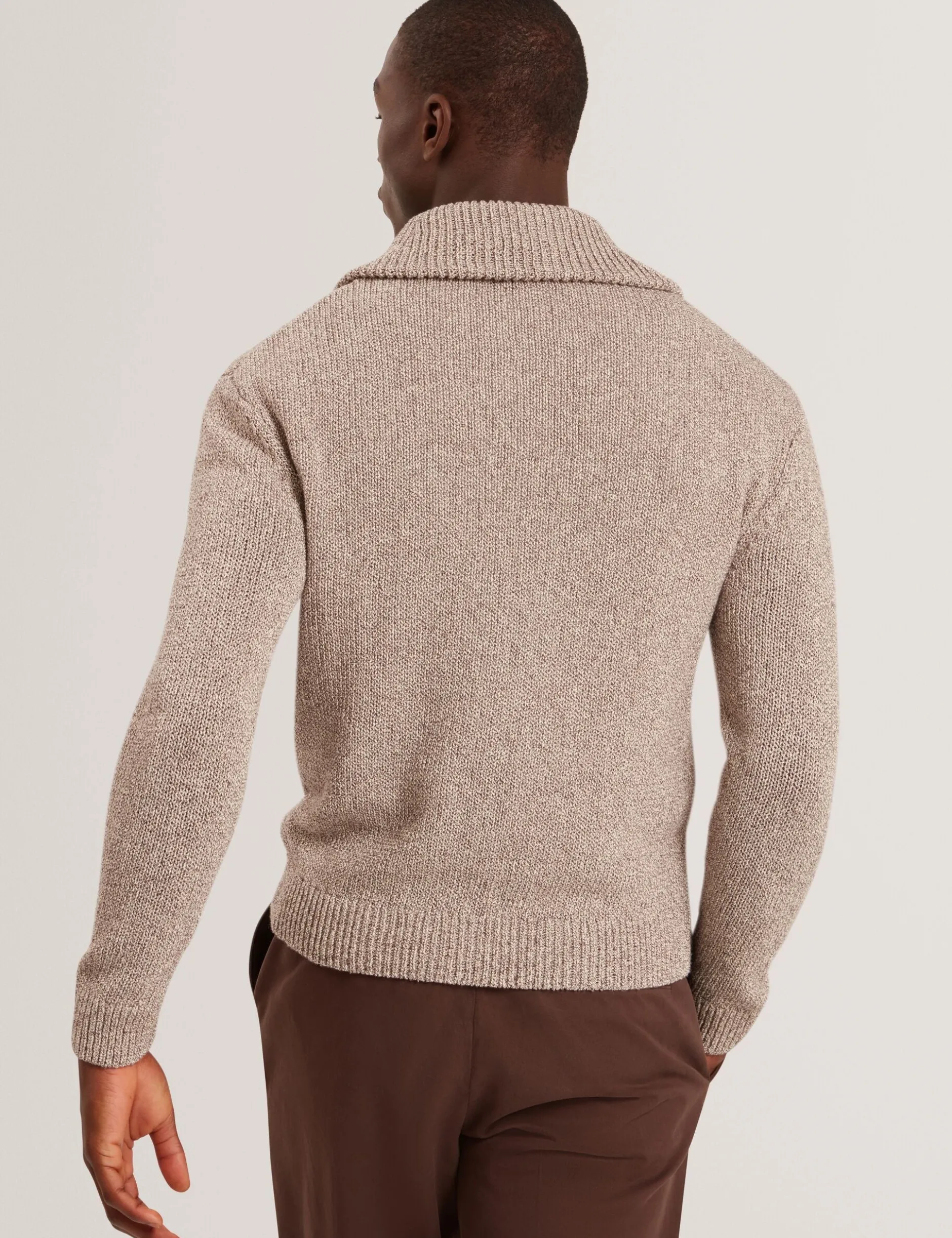 Twisted Yarn Knit Zip-Through Jumper