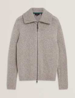 Twisted Yarn Knit Zip-Through Jumper