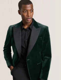 Velvet Single Breasted Tuxedo Jacket