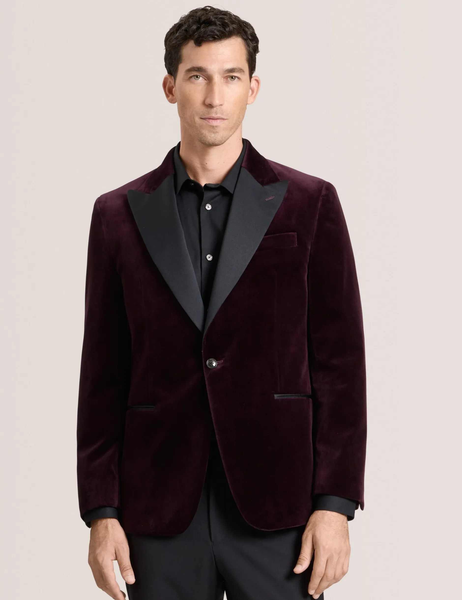 Velvet Single Breasted Tuxedo Jacket