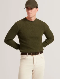 Waffle Knit Crew Neck Jumper